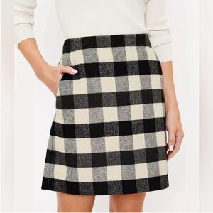 LOFT Black and Cream Plaid Mini Skirt